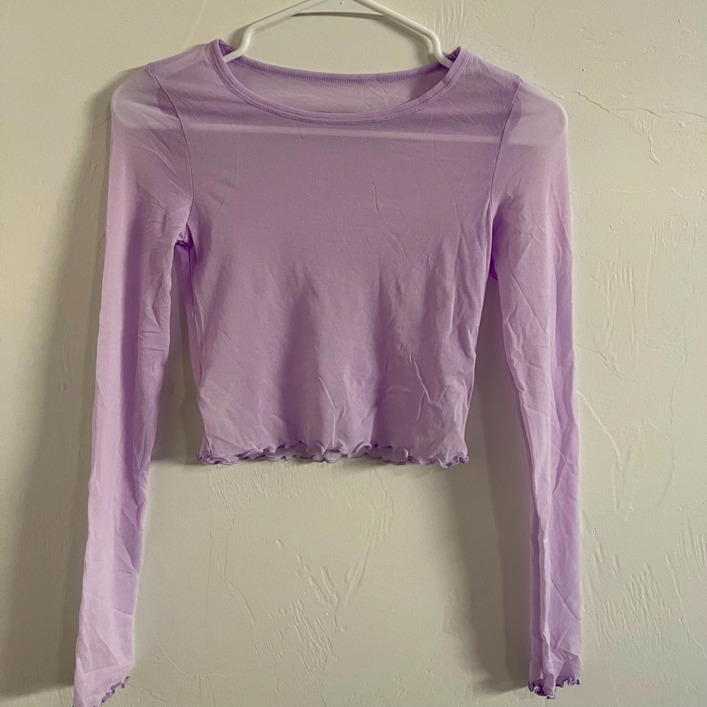 Aerie Purple Long Sleeve Crop Blouse